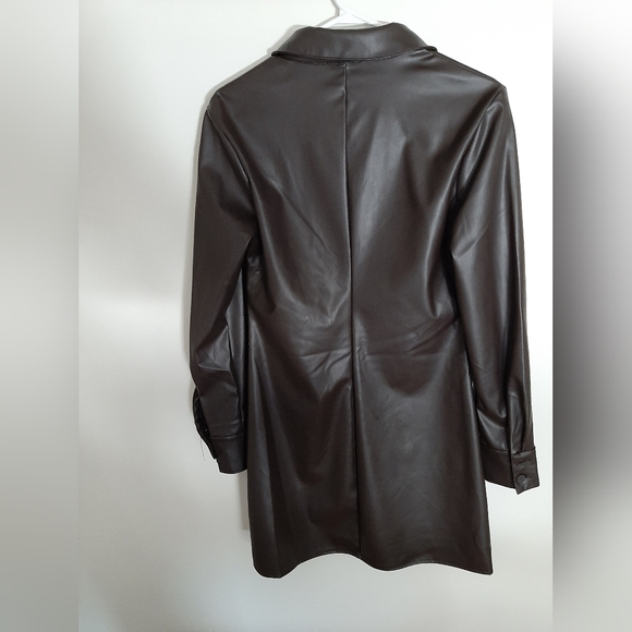 Pleather long sleeve dress fitted - Picture 2 of 3